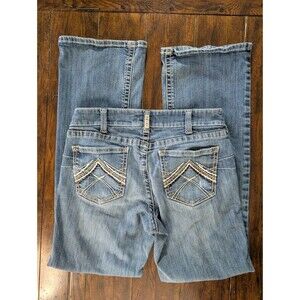 Ariat REAL Denim Women's Mid Rise Bootcut Jeans 32L Blue Western Boho Coastal
